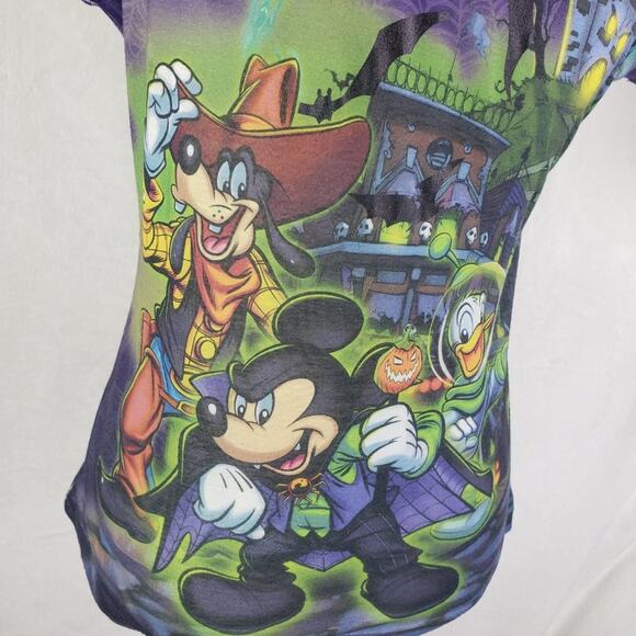 Disney Halloween T-Shirt Women S Minnie Mouse Embellished Burnout Allover Print - Picture 6 of 10